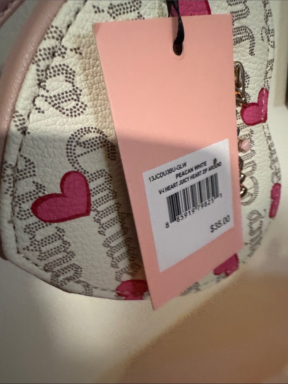 π Juicy Couture Cream & Pink Heart Coin Wristlet - Picture 6 of 10